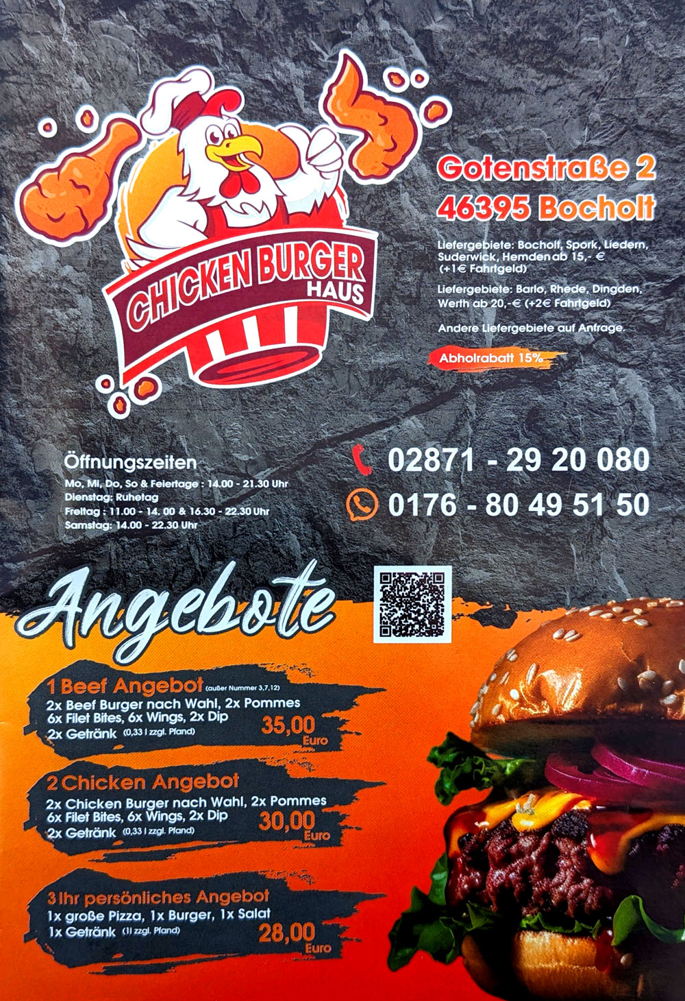 Chicken Burgerhaus Bocholt Speisekarte Seite 001