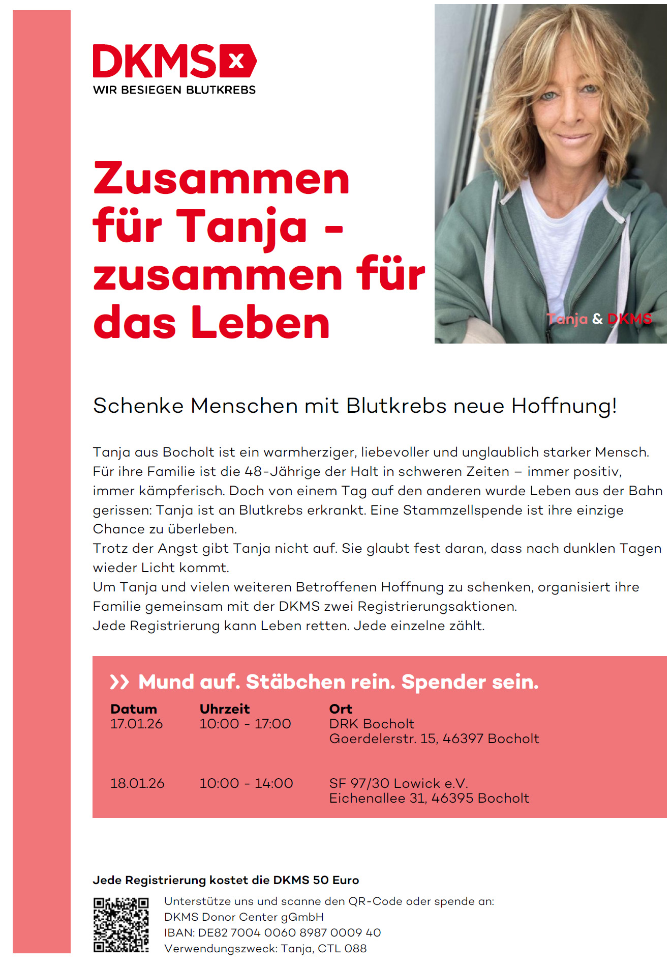 TANJA AUS BOCHOLT HAT BLUTKREBS UND BRAUCHT HILFE AUS DER BEVOELKERUNG