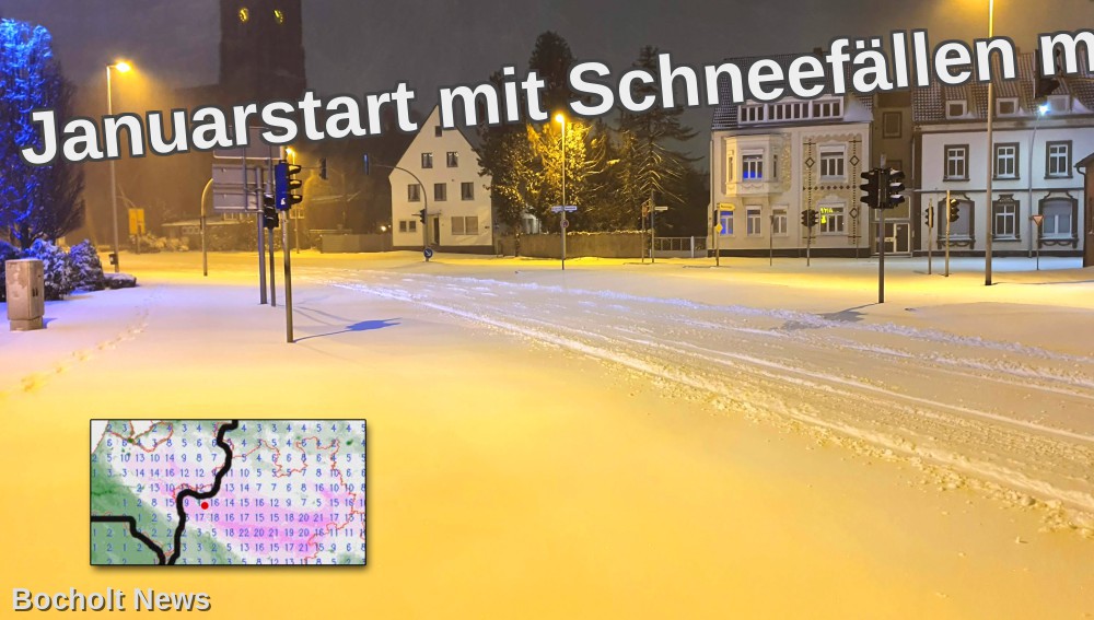 Wetterberechnungen sehen Bocholt als einen der schneereichsten Orte Deutschlands – mit bis zu 16 cm Neuschnee am Freitag