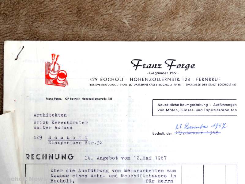 ALTE RECHNUNGEN BOCHOLTER UNTERNEHMEN AUS DEN JAHREN 1966 1970 DOKUMENT 12 FRANZ FORGE