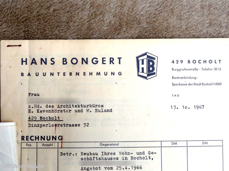 ALTE RECHNUNGEN BOCHOLTER UNTERNEHMEN AUS DEN JAHREN 1966 1970 DOKUMENT 14 HANS BONGERT