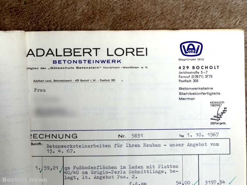 ALTE RECHNUNGEN BOCHOLTER UNTERNEHMEN AUS DEN JAHREN 1966 1970 DOKUMENT 26 ADALBERT LOREI