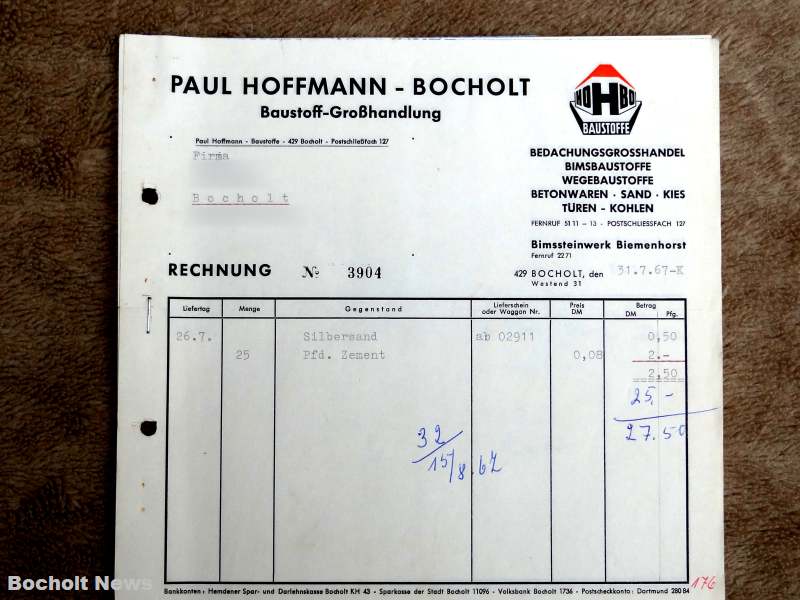 ALTE RECHNUNGEN BOCHOLTER UNTERNEHMEN AUS DEN JAHREN 1966 1970 DOKUMENT 31 PAUL HOFFMANN