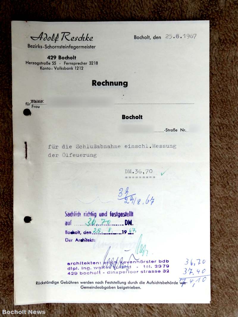 ALTE RECHNUNGEN BOCHOLTER UNTERNEHMEN AUS DEN JAHREN 1966 1970 DOKUMENT 33 ADOLF RESCHKE