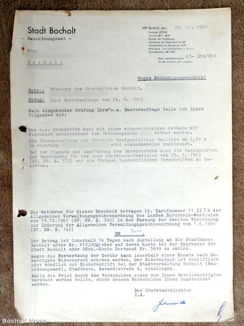 ALTE RECHNUNGEN BOCHOLTER UNTERNEHMEN AUS DEN JAHREN 1966 1970 DOKUMENT 35 BAUORDNUNGSAMT STADT BOCHOLT