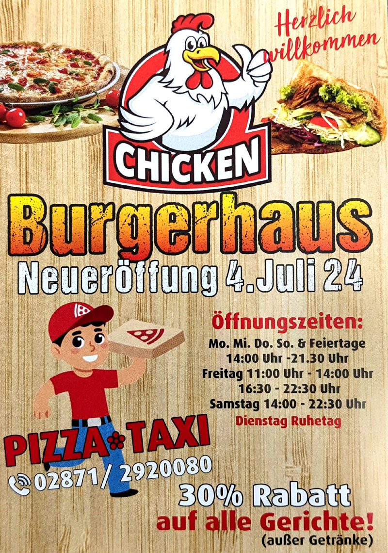 NEUEROEFFNUNG BURGERHAUS BOCHOLT MIT PIZZATAXI