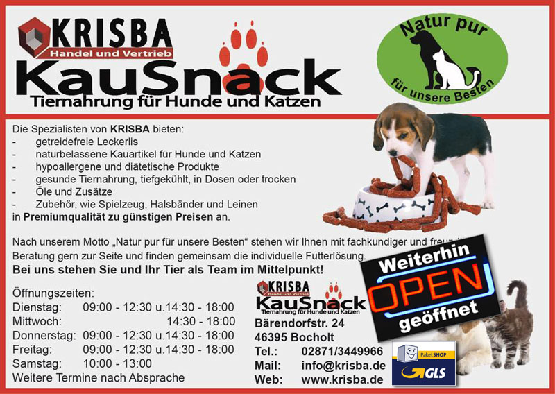 KRISBA KAUSNACK IN BOCHOLT HAT OFFEN