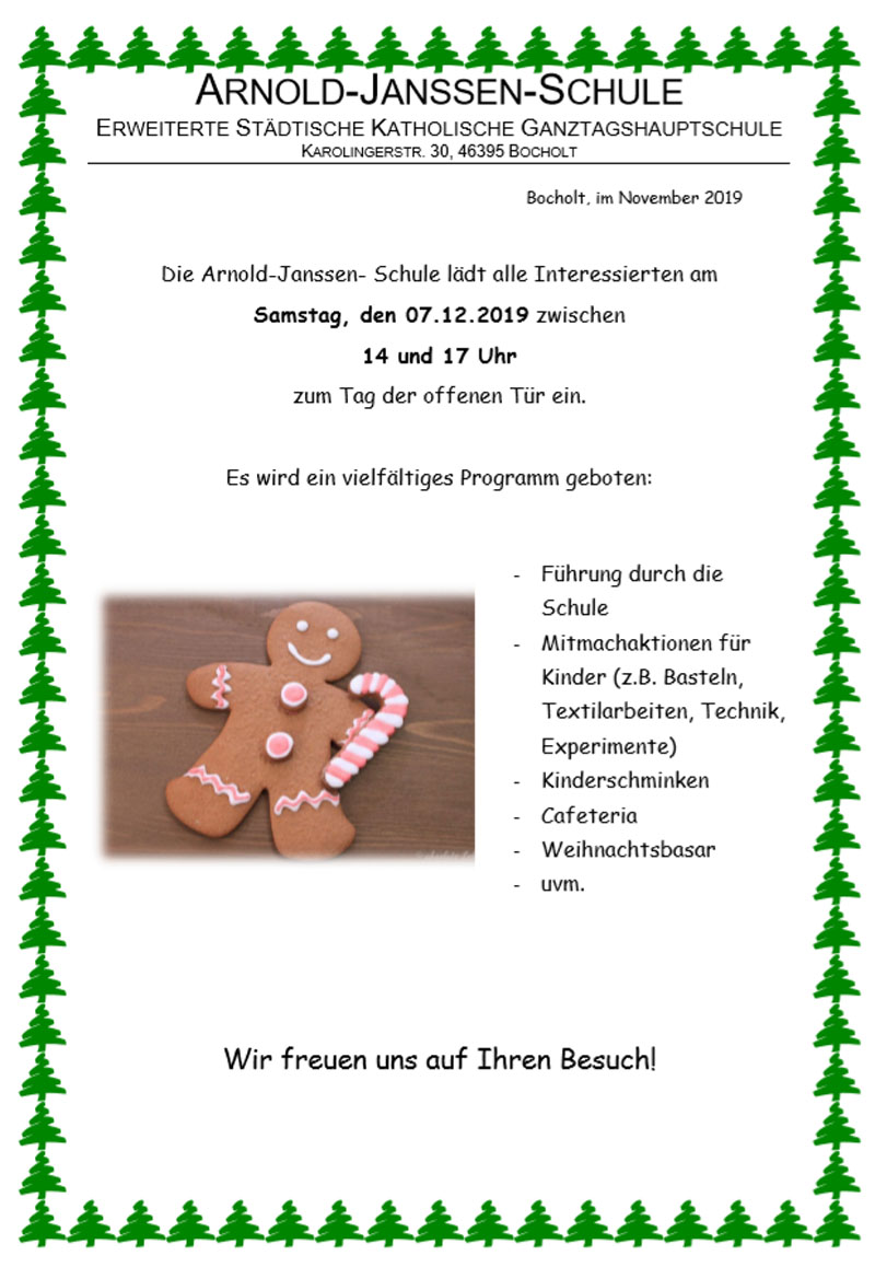 WEIHNACHTSBASAR 2019 IN DER ARNOLD JANSSEN SCHULE BOCHOLT